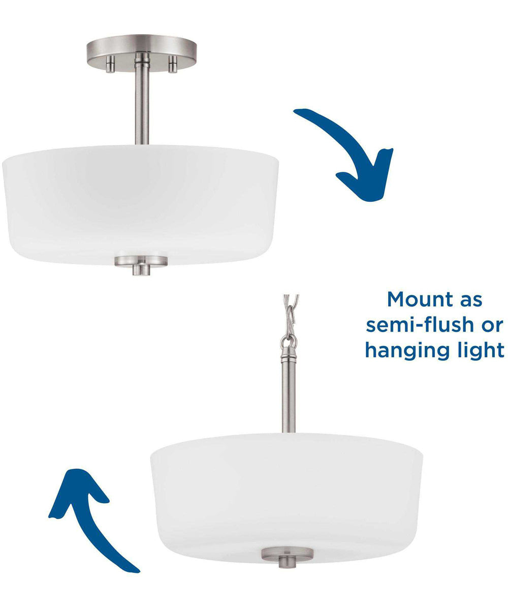 Tobin 2-Light 12-1/4" Semi-Flush Convertible Brushed Nickel