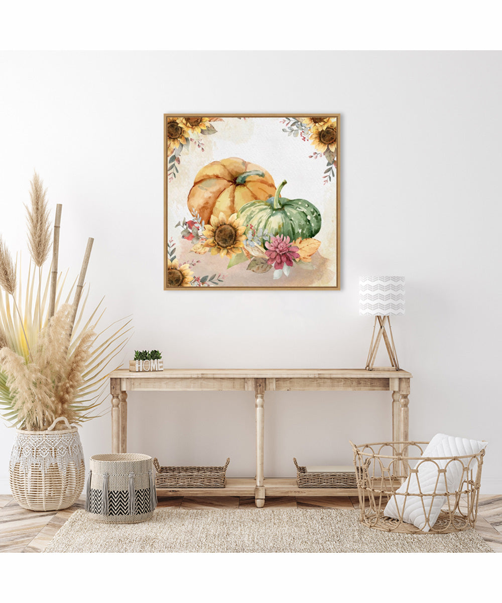 Framed Harvest Pumpkins by Art Nd Canvas Wall Art Print (30  W x 30  H), Sylvie Maple Frame