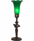 15" High Green Tiffany Pond Lily Nouveau Lady Accent Lamp