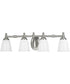 Victorian 4-Light White Opal Glass Farmhouse Bath Vanity Light Brushed Nickel