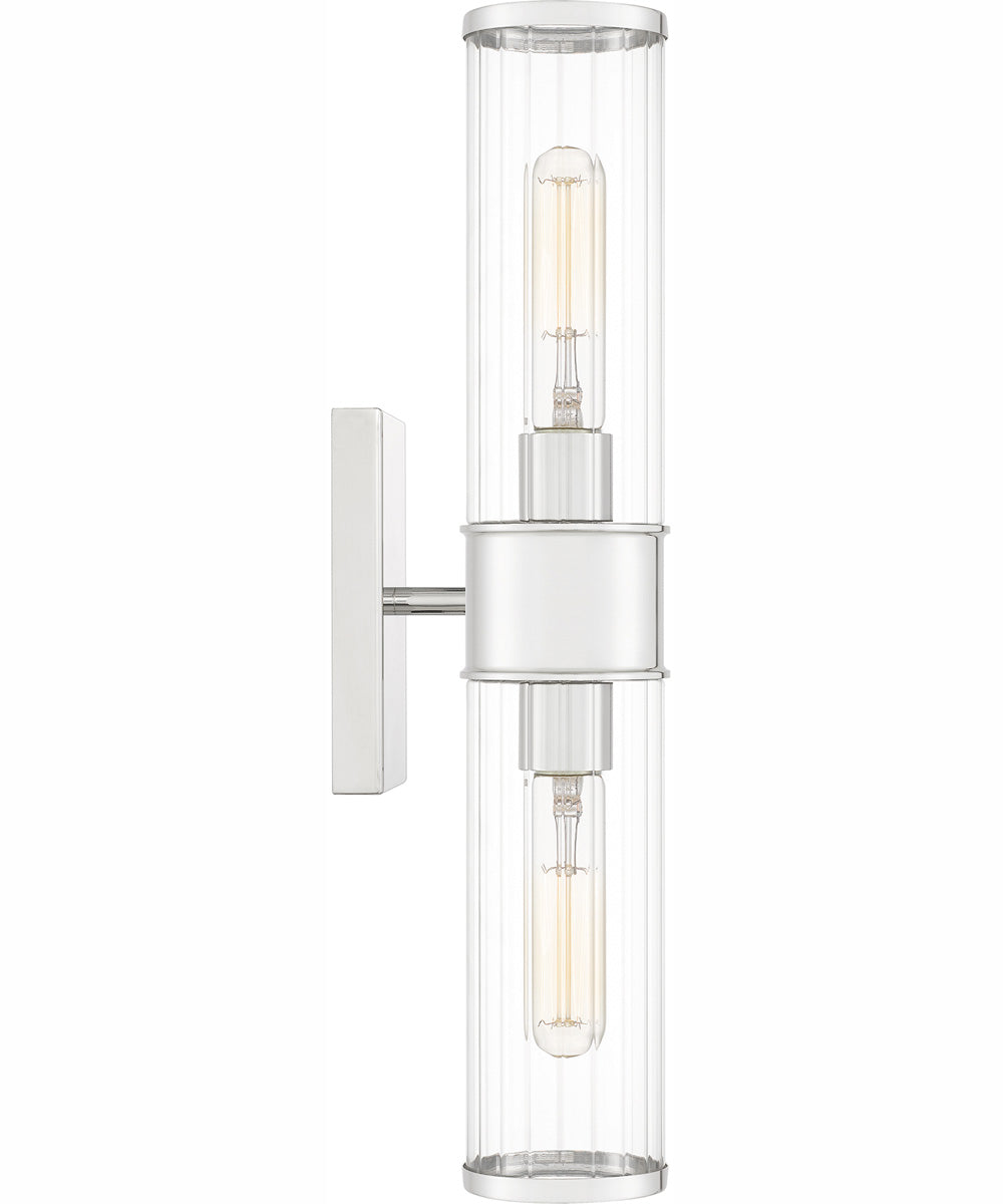 Quoizel Wood Small 2-light Wall Sconce Polished Nickel