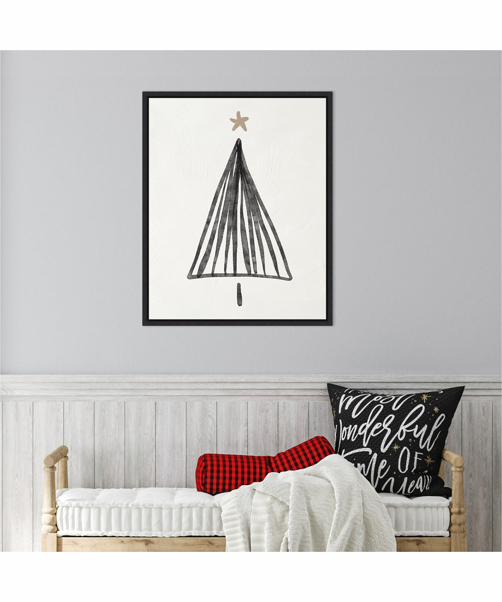 Framed Modern Christmas Tree III by Nina Blue Canvas Wall Art Print (23  W x 28  H), Sylvie Black Frame