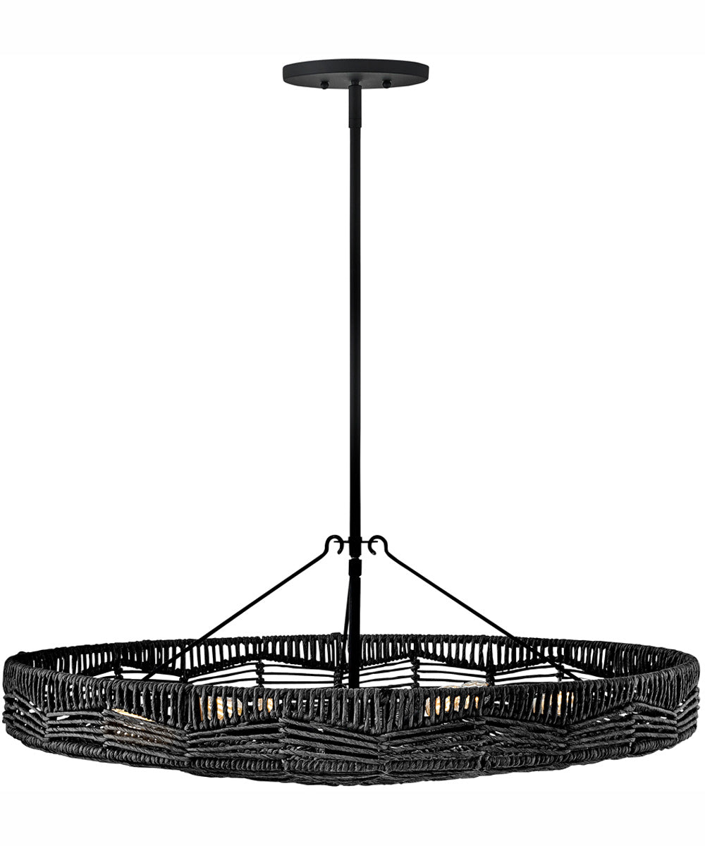 Ophelia 6-Light Medium Convertible Pendant in Black with Black Natural Shade