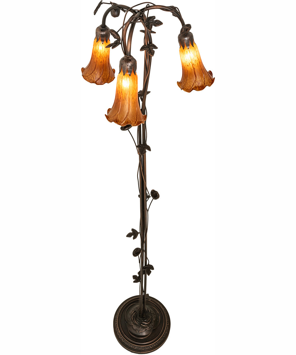 lily flower lamp Meyda Tiffany - 71881 - Three Light Floor Lamp - Amber Pond Lily