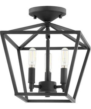 10"W Gabriel 3-light Dual Mount Light Fixture Noir