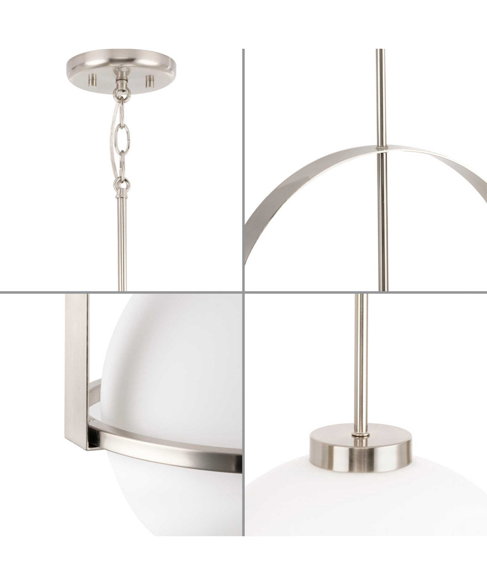 Delayne 1-Light Mid-Century Modern Etched Opal Glass Pendant Light Brushed Nickel