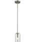 West End 1-Light Mini Pendant Brushed Nickel/Clear Glass