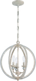 15"W 3-Light Mini Chandelier Antique Linen