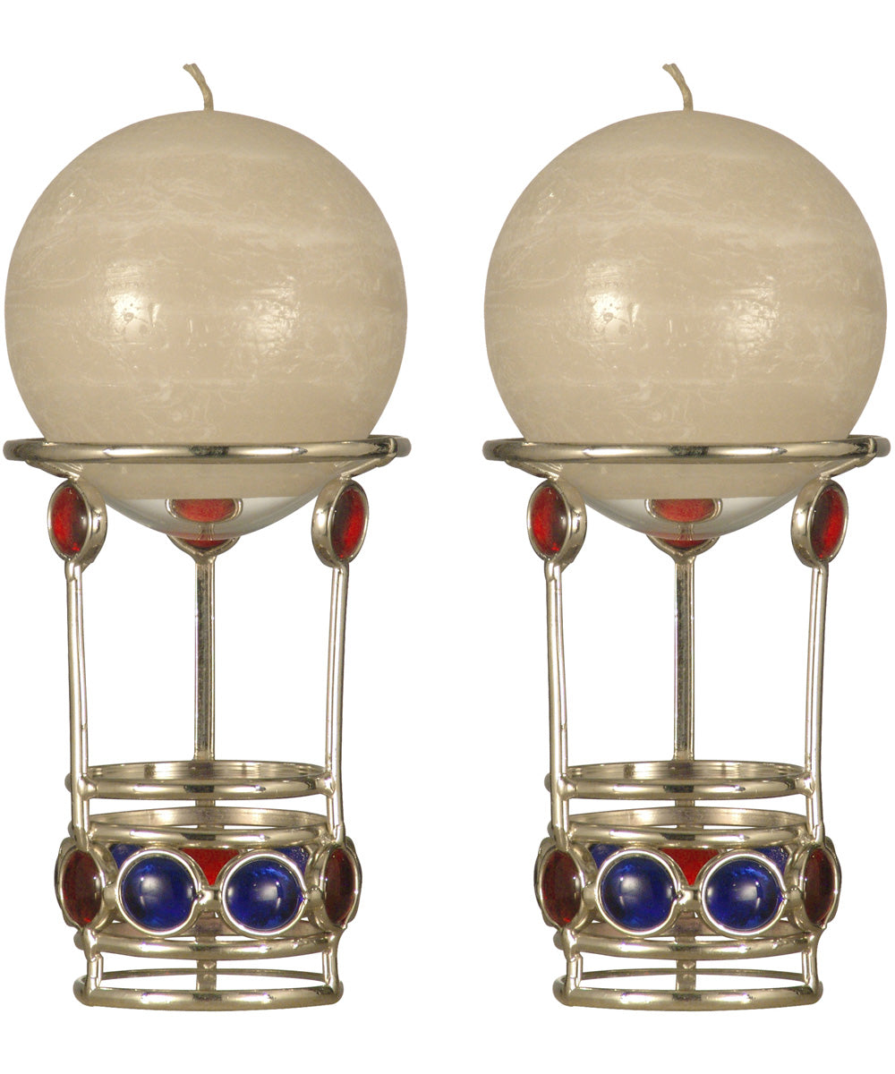 5.5 Inch H 2-Piece Red/Blue Gem Warmer Candle Holder