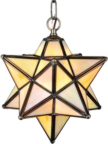 9"W Moravian Star Beige Iridescent Mini Pendant