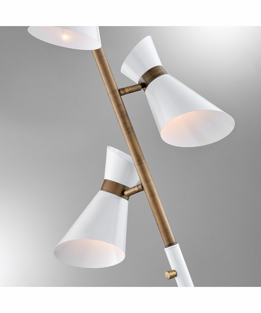 Jared 3-Light 3-Light Floor Lamp Ab Finished/White/Metal Shade