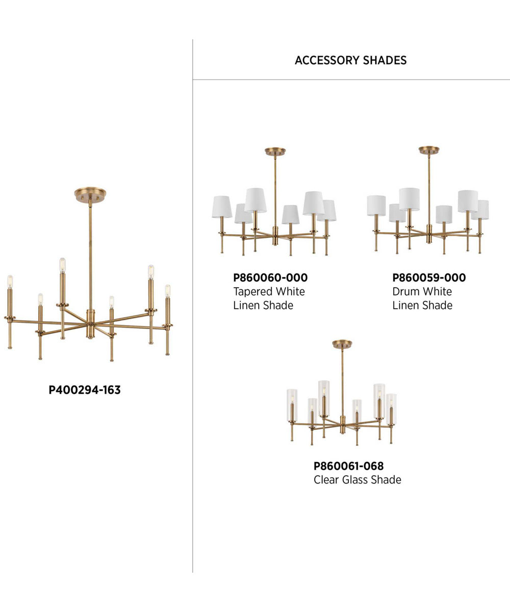 Elara 6-Light New Traditional  Chandelier Light Vintage Brass