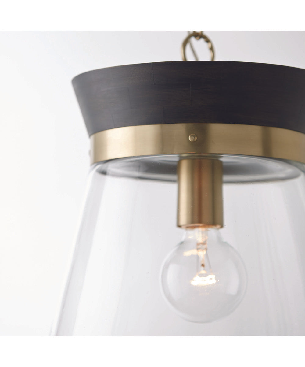 Finn 1-Light Pendant Black Stain and Matte Brass
