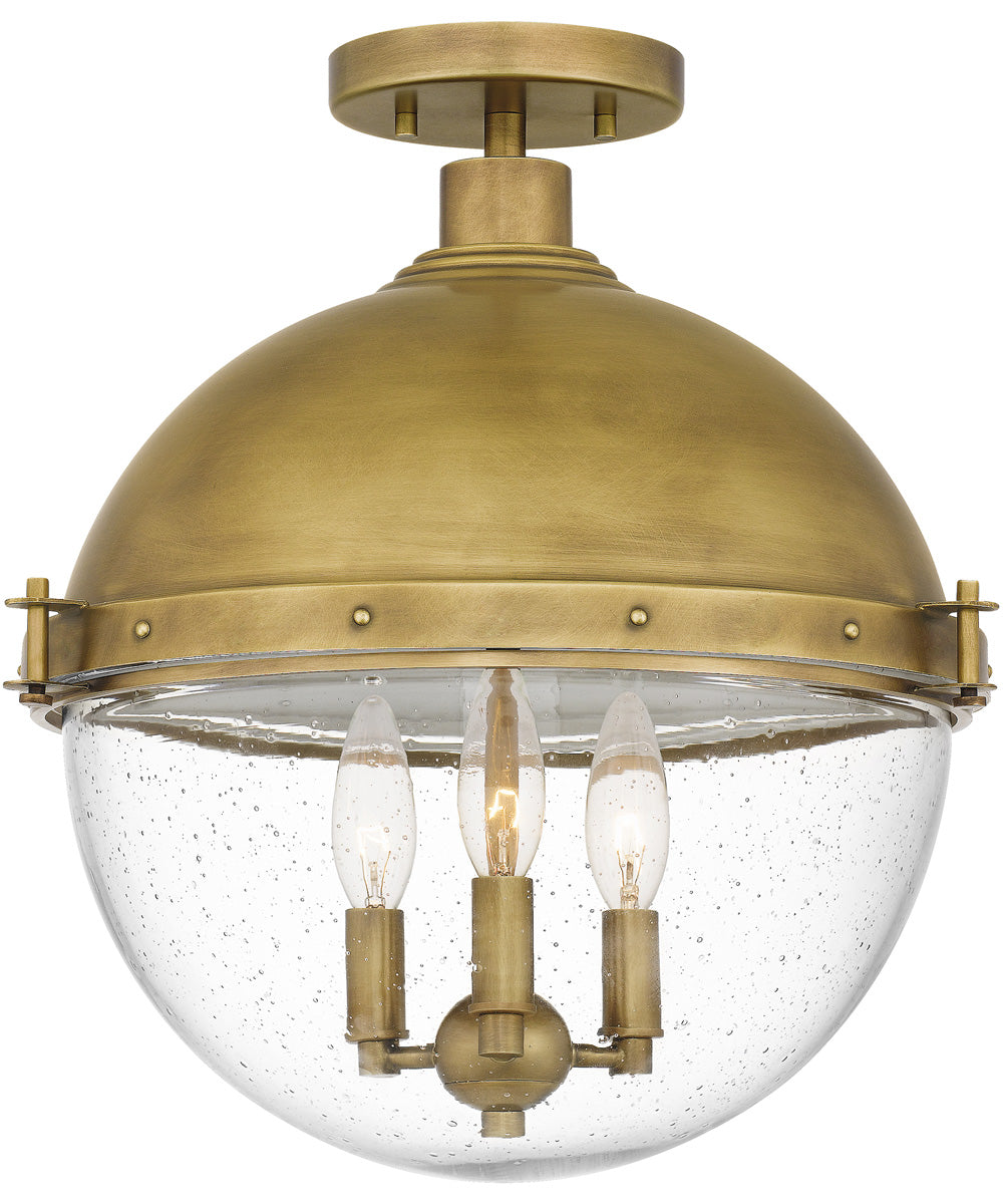Perrine 3-light Semi Flush Mount Weathered Brass