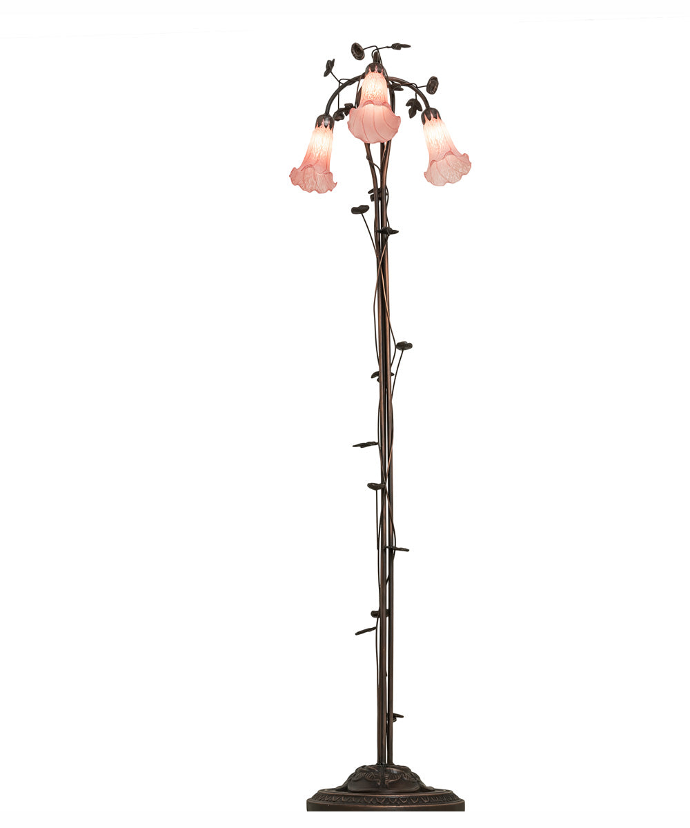 58" High Pink Tiffany Pond Lily 3 Light Floor Lamp