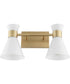 Beldar 2-light Bath Vanity Light Aged Brass w/ Gloss Opal