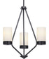 Elevate 3-Light Etched White Glass Mid-Century Modern Chandelier Light Matte Black