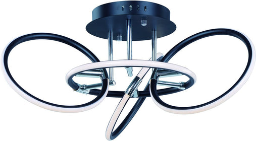 25"W Ringer LED Ceiling Mount Black and Polished Chrome
