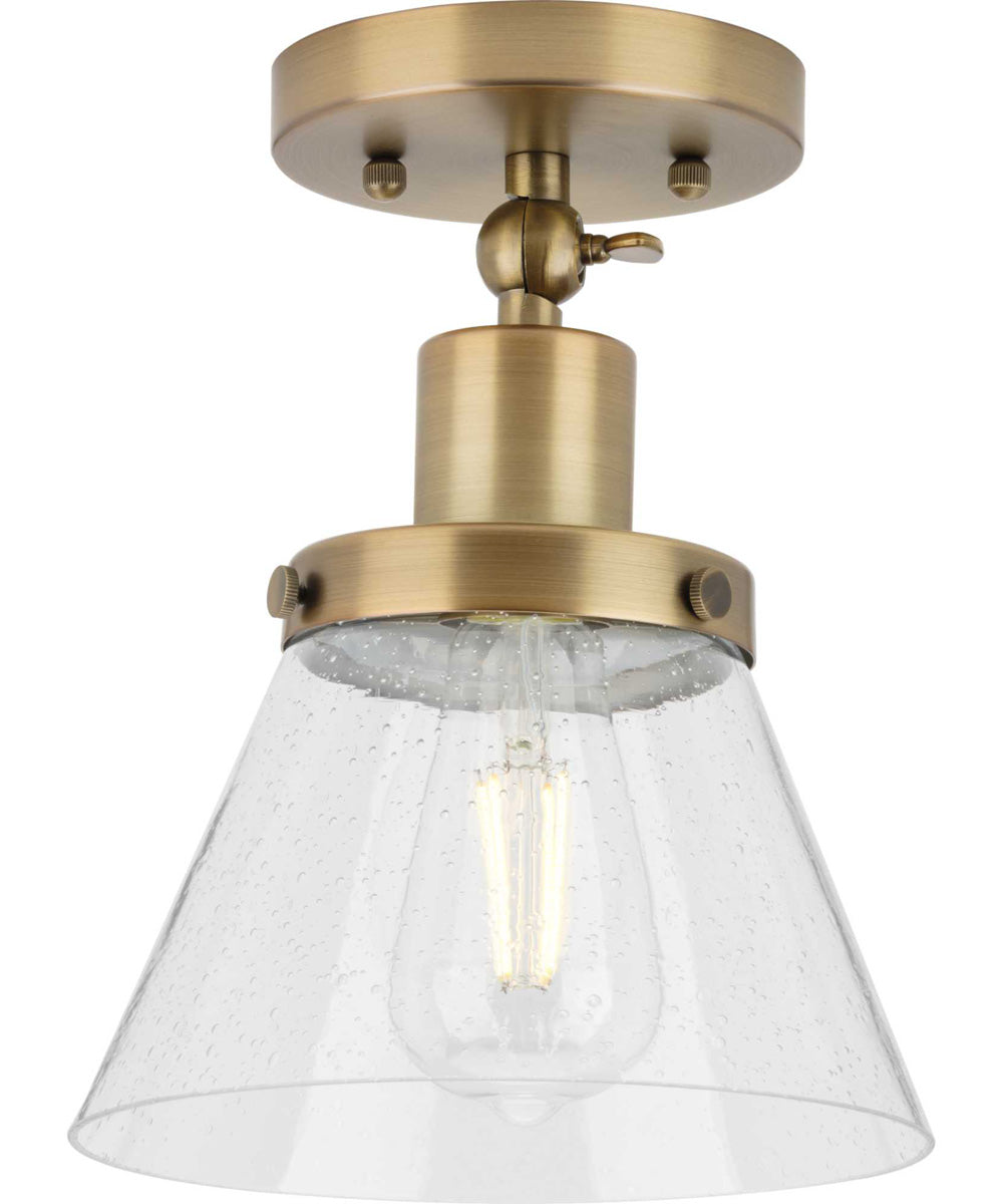 Hinton 1-Light Seeded Glass Vintage Style Ceiling Light Vintage Brass
