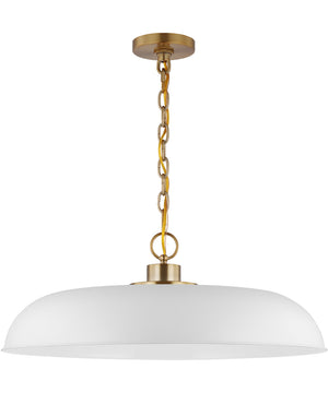 Colony 1-Light Pendant Matte White / Burnished Brass