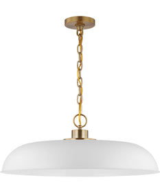 Colony 1-Light Pendant Matte White / Burnished Brass