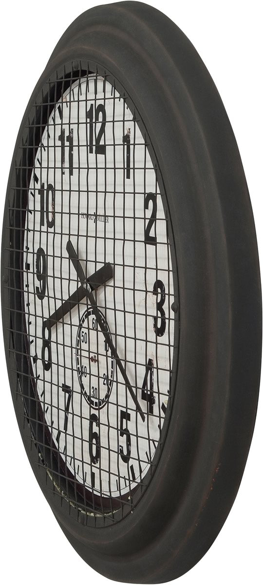 26"H Grid Iron Works Wall Clock Rusty Brown