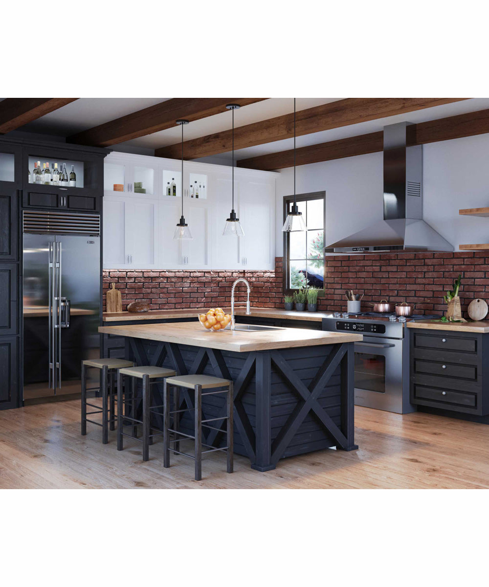 Hinton 1-Light Brushed Nickel Modern Farmhouse Pendant Matte Black