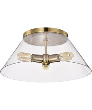Dover 3-Light Close-to-Ceiling Vintage Brass