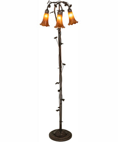 58" High Amber Tiffany Pond Lily 3 Light Floor Lamp