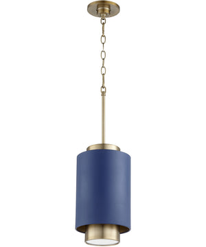 1-light Pendant Aged Brass w/ Blue