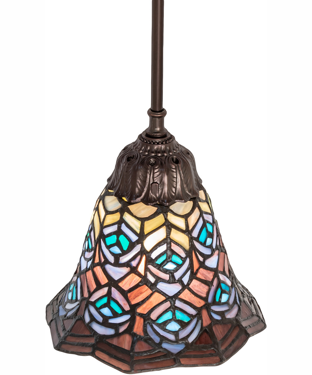 8" Wide Tiffany Peacock Feather Mini Pendant