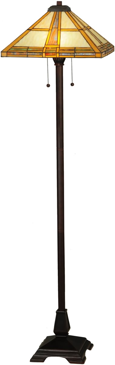 62"H Prairie Straw  2-Light Tiffany Floor Lamp Brown