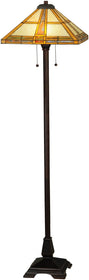 62"H Prairie Straw  2-Light Tiffany Floor Lamp Brown