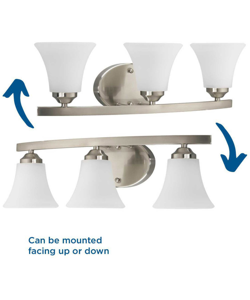 Adorn 3-Light Etched Glass Traditional Bath Vanity Light Brushed Nickel