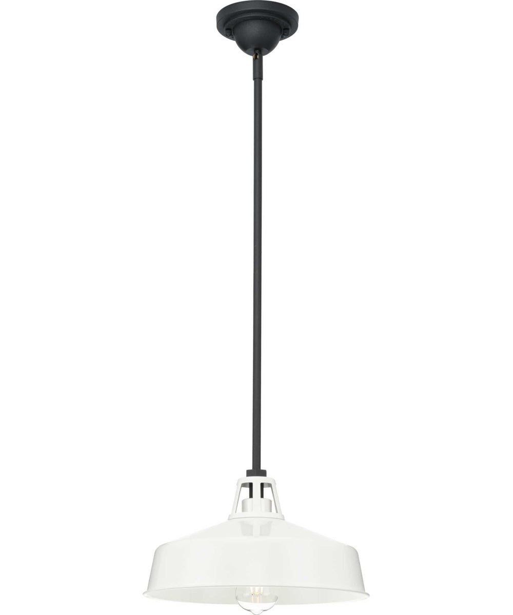 Cedar Springs  1-Light Textured Black Metal Shade Farmhouse Outdoor Hanging Light White
