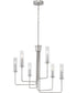 Rainey 6-Light Clear Fluted Ribbed Glass Modern Chandelier Light Brushed Nickel