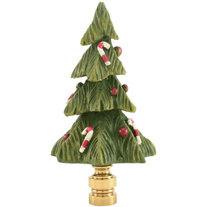 4"H Candy Cane Christmas Tree Resin Finish with Polished Brass Base Lamp Finial