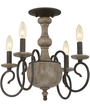 Castile Extra Large 4-light Semi Flush Mount Rustic Black