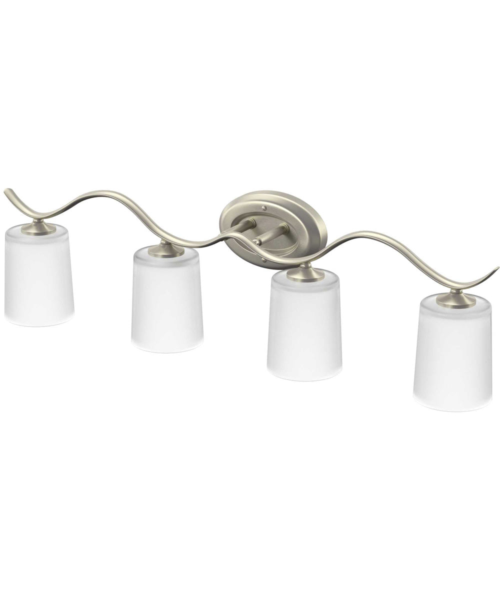 Inspire 4-Light Etched Glass Traditional Bath Vanity Light Brushed Nickel
