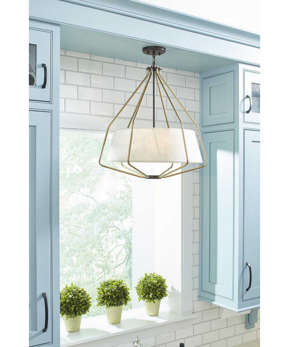 Hangar 3-Light Mid-Century Pendant Light Antique Bronze