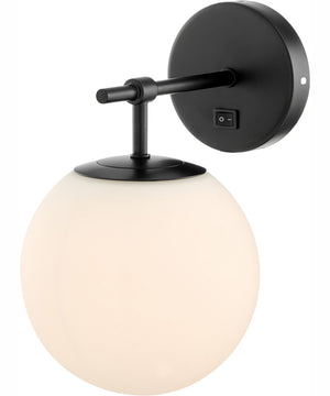 Lencho 1-Light Wall Lamp Black/Frost Glass Shade