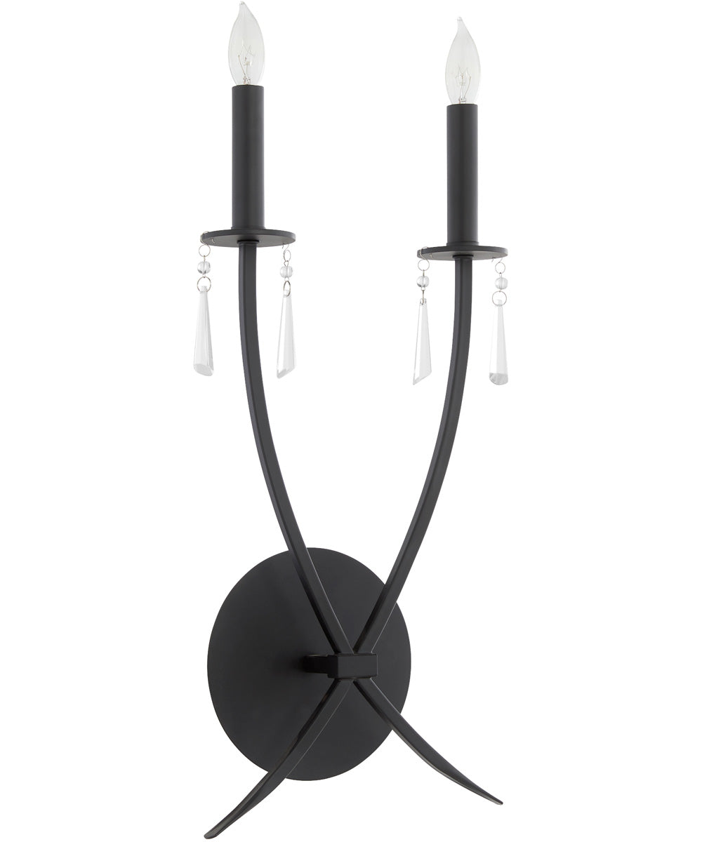Majesty 2-light Wall Mount Light Fixture Matte Black