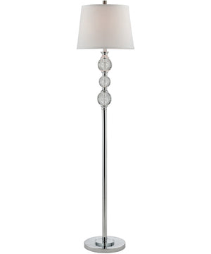 Oriel 1-Light Floor Lamp Chrome/Seeded Accent/White Fabric Shade