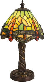 12"H Tiffany Hanginghead Dragonfly w/ Twisted Fly Mosaic Base Mini Lamp