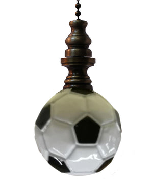 Alloy Soccer Ball Ceiling Fan Pull, 1.75"h with 12" Antiqued Brass Chain