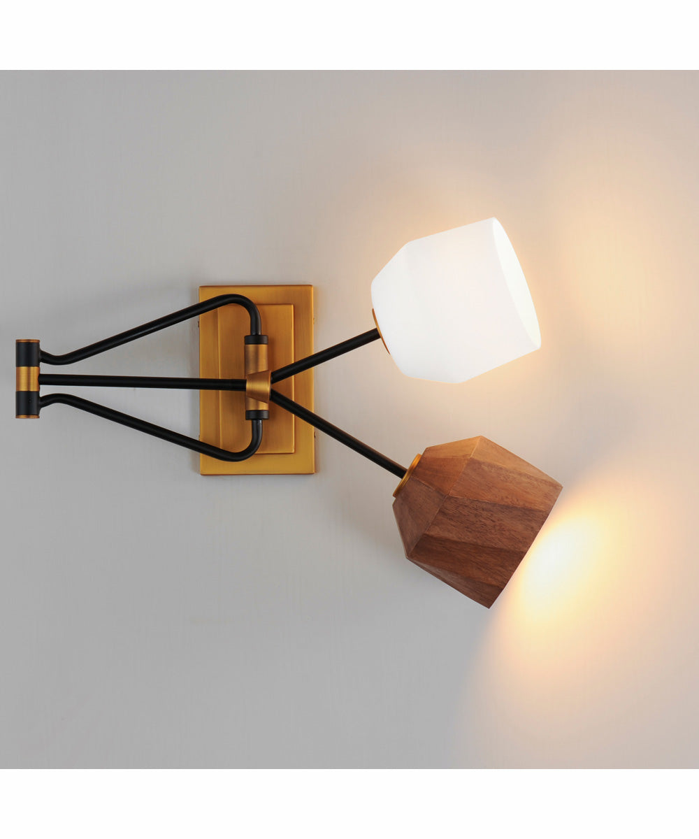 Akimbo 2-Light Swing Arm Wall Sconce W LED Bulbs Dark Bronze/Antique Brass