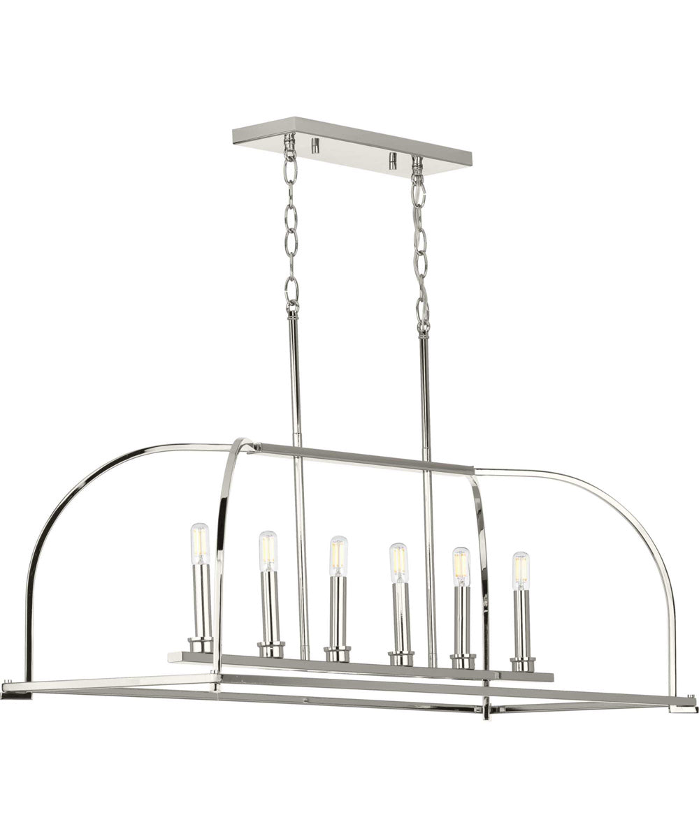 Seneca 6-Light Linear Chandelier Polished Nickel