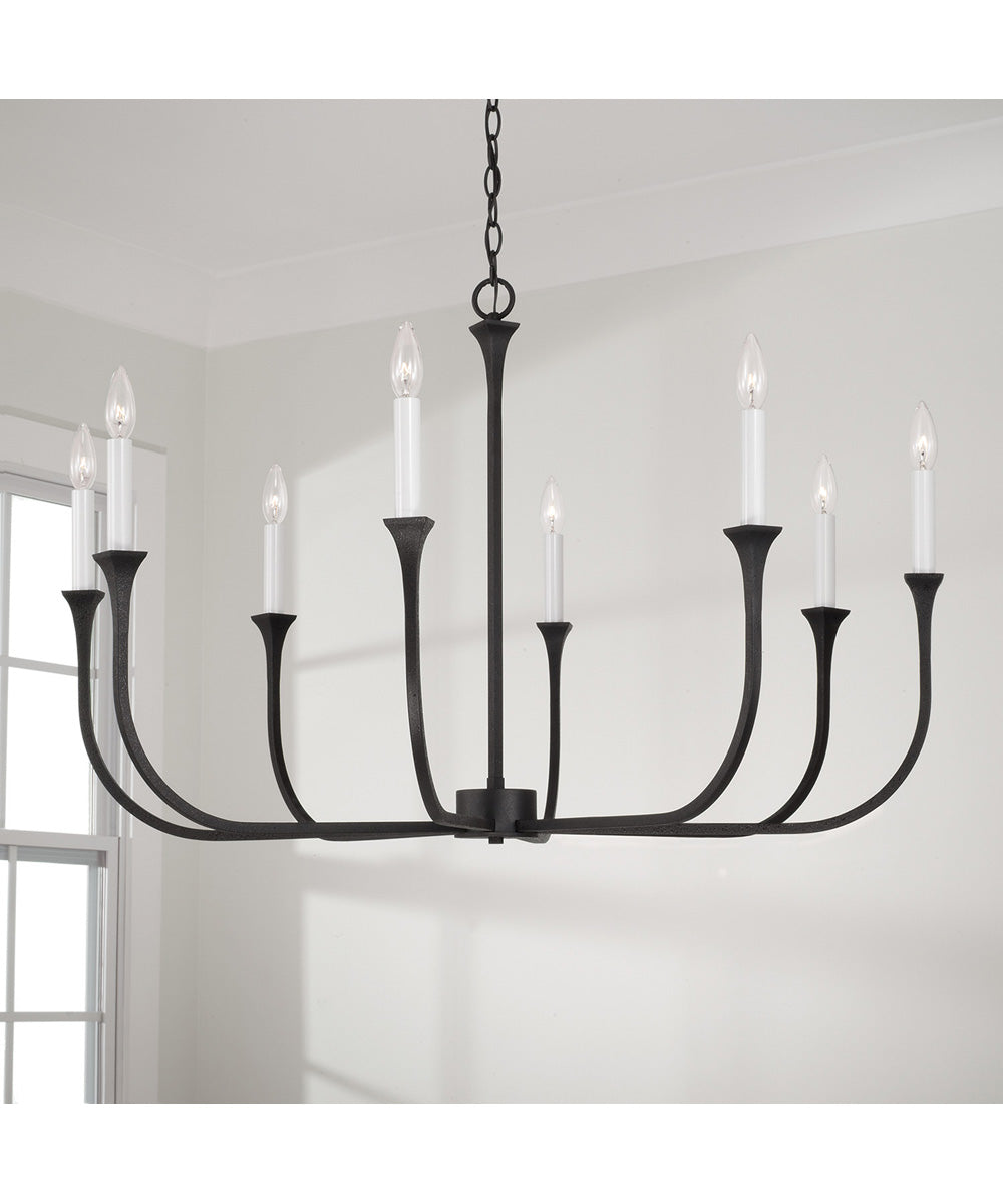 Decklan 8-Light Chandelier Black Iron