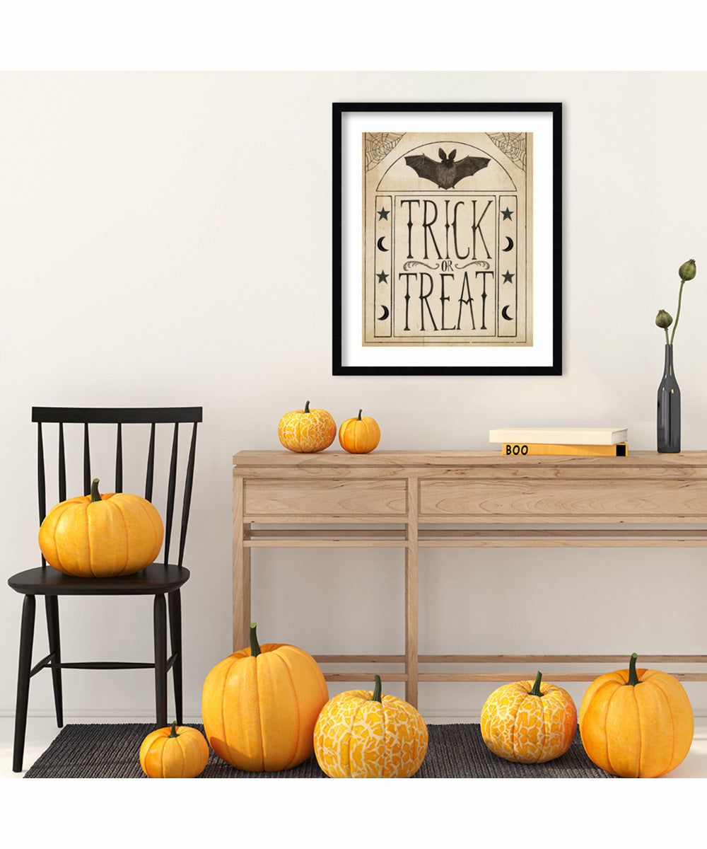 Hocus Pocus IV Stars and Bat by Sara Zieve Miller Wood Framed Wall Art Print (21  W x 25  H), Svelte Noir Black Frame