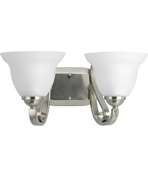 Torino 2-Light Etched Glass Transitional Bath Vanity Light Brushed Nickel